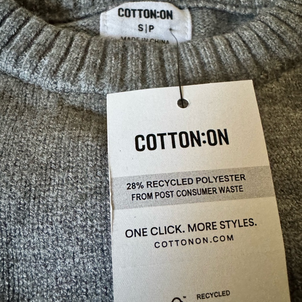 Cotton On Gray Crewneck Sweater with Ribbed Detailing - Picture 3 of 4